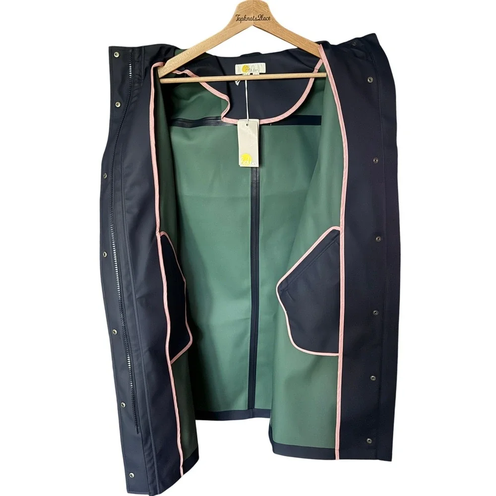 Boden Longline Raincoat Size 2 Petite in Navy Blue NEW - Picture 7 of 9